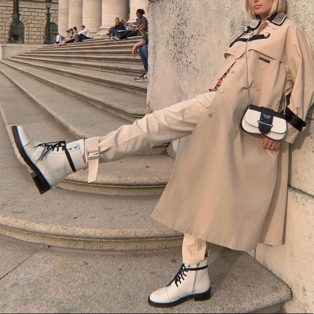 AllSaints donita white leather boots - size 38